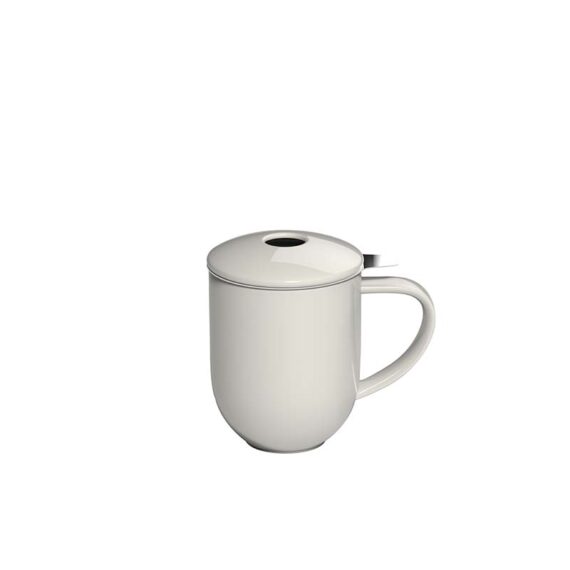 300ml Pro Tea mug with stainless infuser and lid in cream made by Loveramics